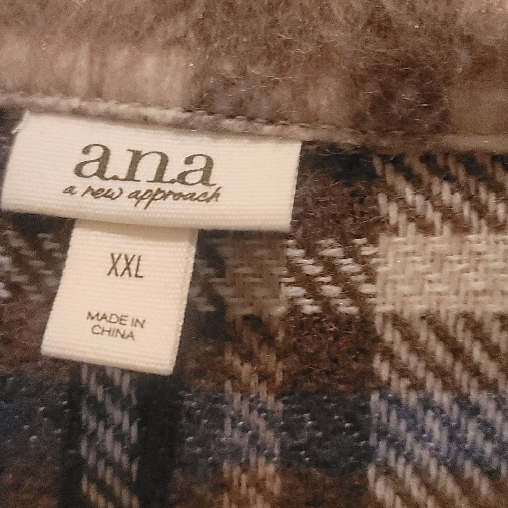 a.n.a Fleece Nuetral Plaid Jacket 2XL - Picture 5 of 6